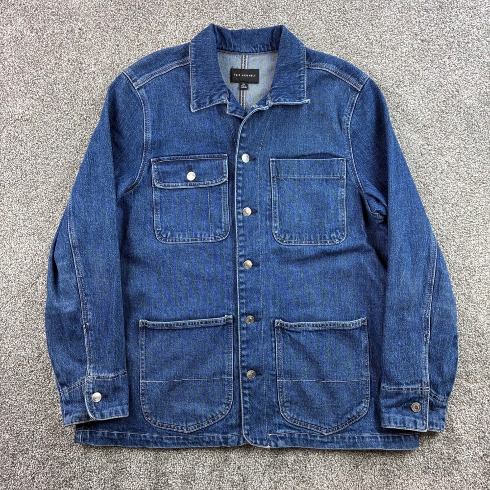 Free Assembly Denim Chore Jacket Women's XL Blue Cotton Utility Chore Field Coat